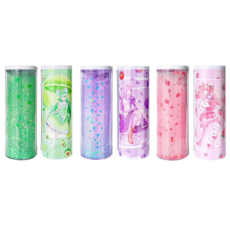 

2022 New Multifunctional Pencil Box Case Large Capacity Quicksand Cylindrical Pen Holder Stationery School Office Supplies