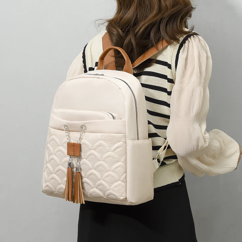 

Women's Oxford Backpack Fashion Tassel Travel Backpack for Teenage Girls