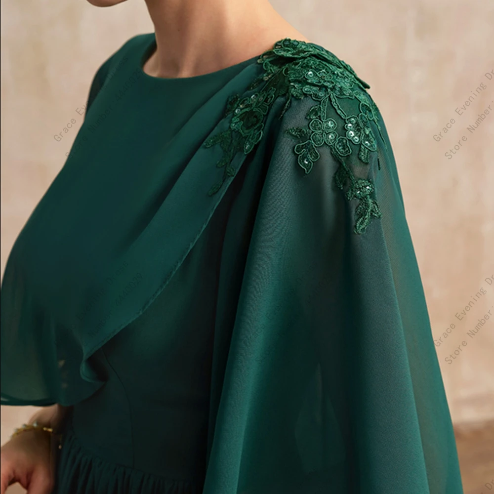 Simple Green Chiffon Mother of Bride Dresses for Women 2023 Summer New Beach Wedding Party Gown with Lace Sequined Вечернее плат (art.: 3920ca50ae7df) - 3920ca50ae7df