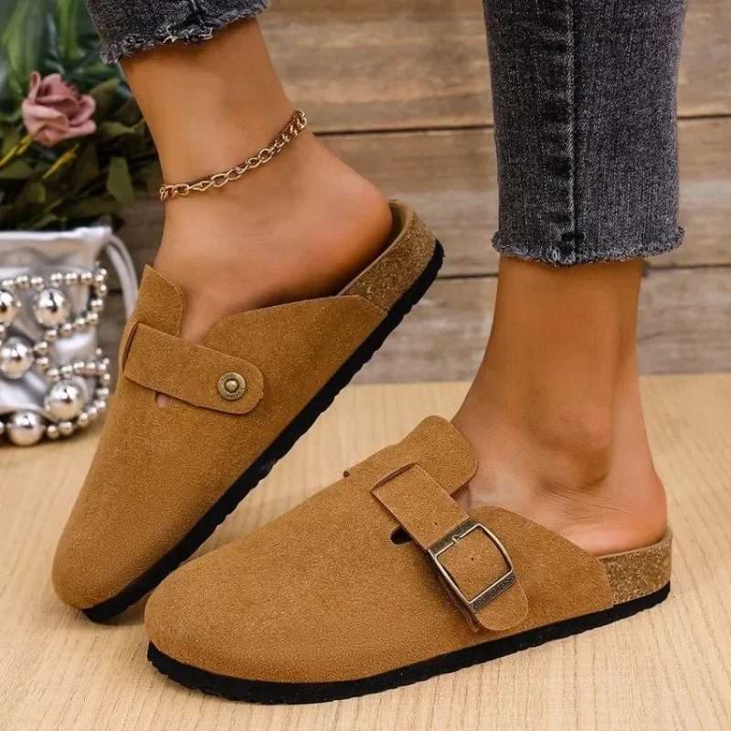 Женская обувь 2024 женские тапочки с закрытым носком уличные повседневные пряжкой