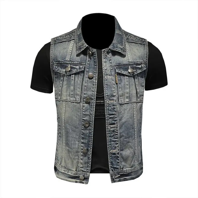 Джинсовая куртка для мужчин винтажная модная уличная одежда Джерси езды на