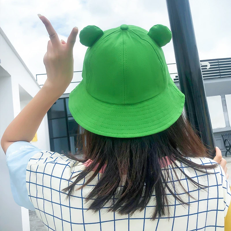 Foldable Cotton Cute Frog Bucket Hat Summer Sunscreen Fisherman Cap Outdoor Fishing Hunting Sunhat caps Beach Caps