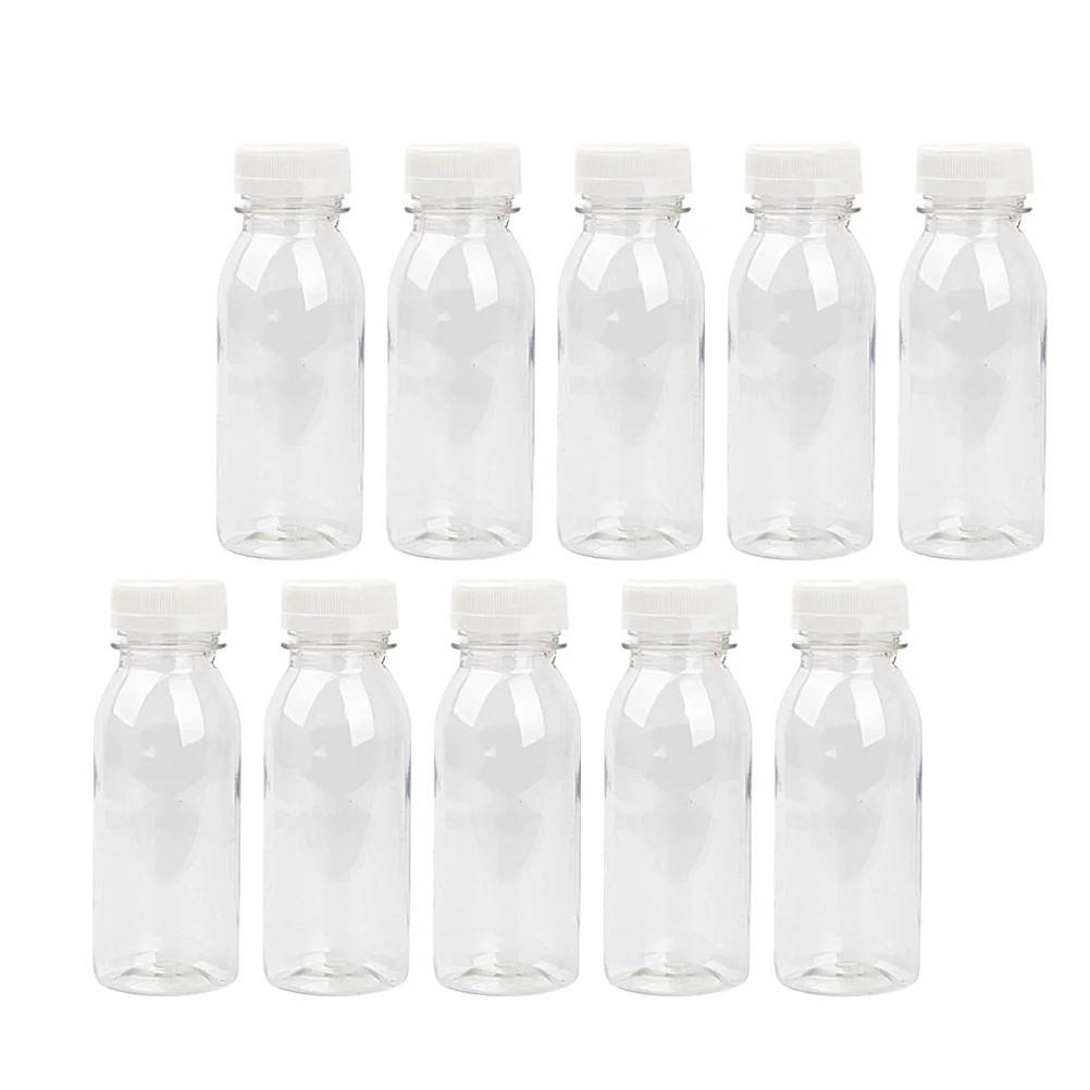 

Yogurt Bottle Storage Bottles Transparent Drink Juice PET Disposable Containers Lids