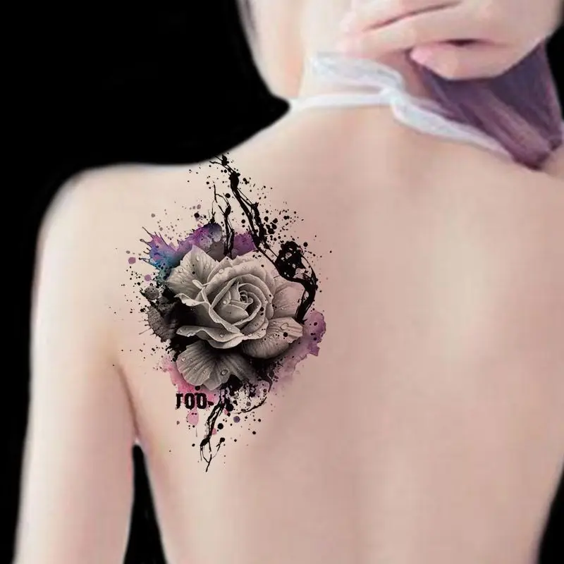 

Fake Tattoos Black Rose Flower Tattoo Stickers Tatoo Y2k Sexy Waterproof Cute Art Tatto Hotwife Festival Accessories Wholesale