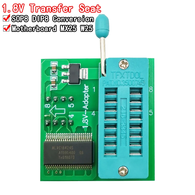 Адаптер 1,8 в для Iphone или материнской платы, 1,8 в, SPI Flash SOP8, DIP8, W25, MX25, используется на программаторах TL866CS, TL866A, EZP2010, EZP2013, CH341