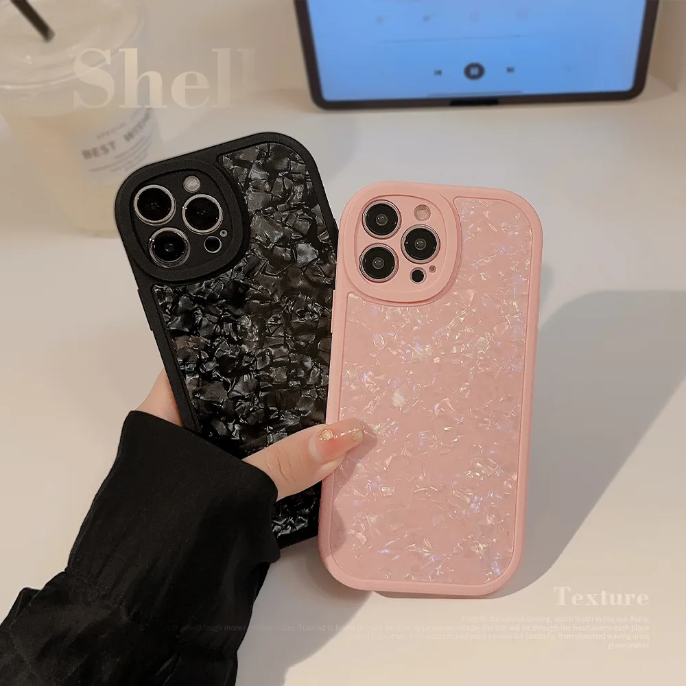 Ins Shell Texture Shockproof Phone Case For iPhone 14 13 12 11 Pro Max XS X XR 7 8 Plus SE 2022 Mini Soft Silicone Bumper Cover