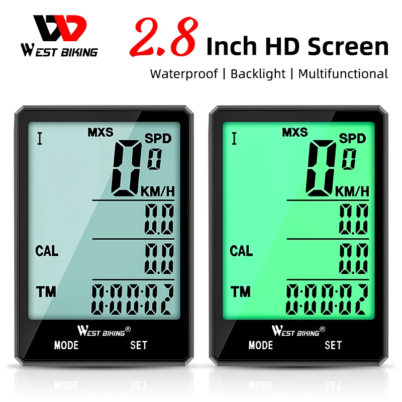 WEST BIKING Waterproof Bicycle Computer With Backlight Wireless Wired Bicycle Computer Bike Speedometer Odometer Bike Stopwatch