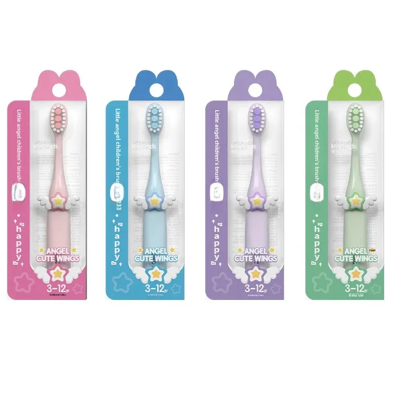 Детская зубная щетка с мягкой щетиной для детей 3-12 лет двойное растительное