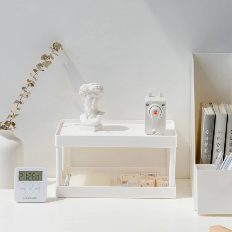 

Simple Desktop Double-layer Storage Rack Transparent Plastic Storage Finishing Rack Bedroom Cosmetics Stationery Storage Shelves