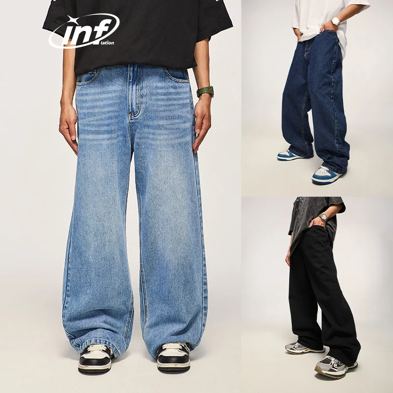 

Джинсы в стиле ретро с широкими штанинами мужские синие мешковатые джинсы мужские повседневные джинсовые брюки