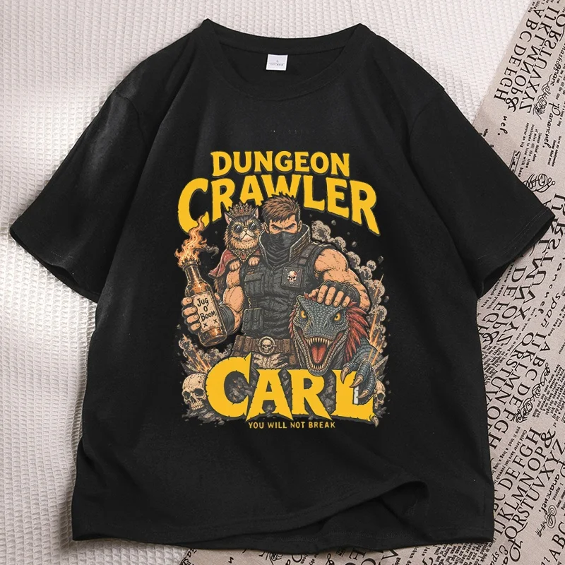 Фото Футболки с графическим принтом Princess Donut and Mongo, футболка Dungeon Crawler Carl, повседневные хлопковые футболки с круглым вырезом и принтом, с короткими рукавами №1