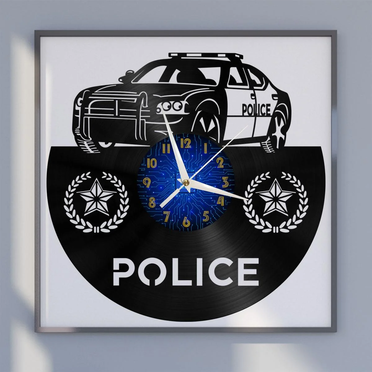 

Police Station 4 Vinyl Wall Clock, Vinyl Record LED Clock Wall Art Black 12 Inch for Living Room Bedroom