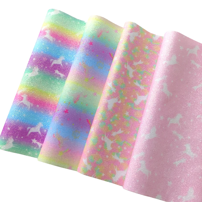 

Pastel Color Leatherette Rainbow Changing Fine Glitter Faux Leather Fabric for Making Bag Hair Bow Craft Key Chain Cover Decor