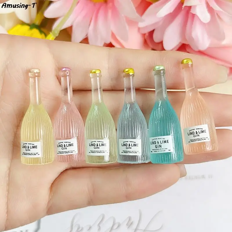 

3Pcs Dollhouse Miniature Luminous Wine Bottle Model Ornament Kitchen Drink Accessories For Doll House Decoration Kids Toys