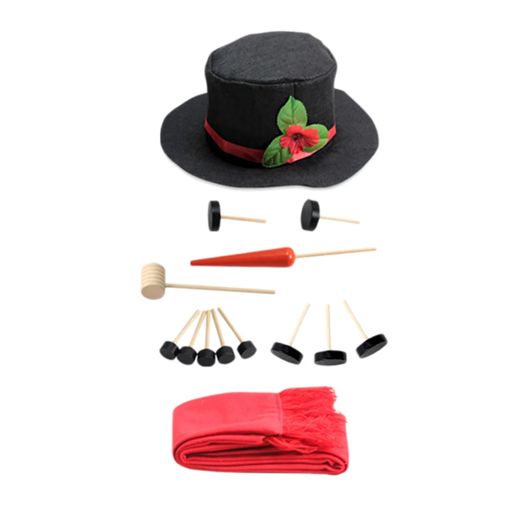 

16pcs Snowman Decorating Dressing Kits Hat Scarf Eyes Mouth Button Nose Accessories