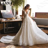 anna beauty wedding dress 2022 simple short sleeve a line beach party gown boho backless vestido de noiva civil women skirt
