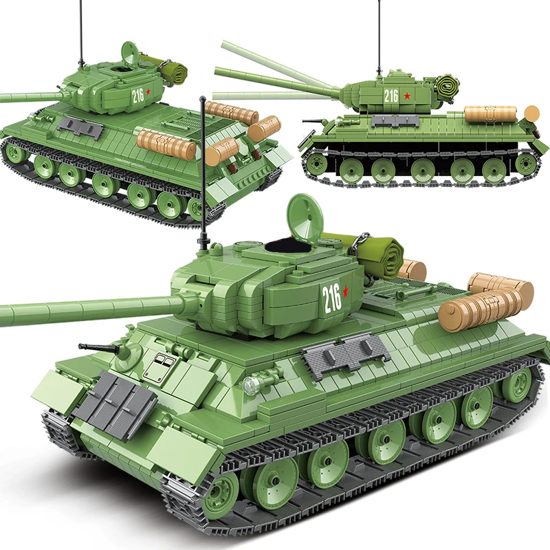 

1113PCS Military Tank Russia T-34 Medium Tank Building Blocks WW2 Soldier Police Army Weapons Bricks Children Toys Kids Gifts