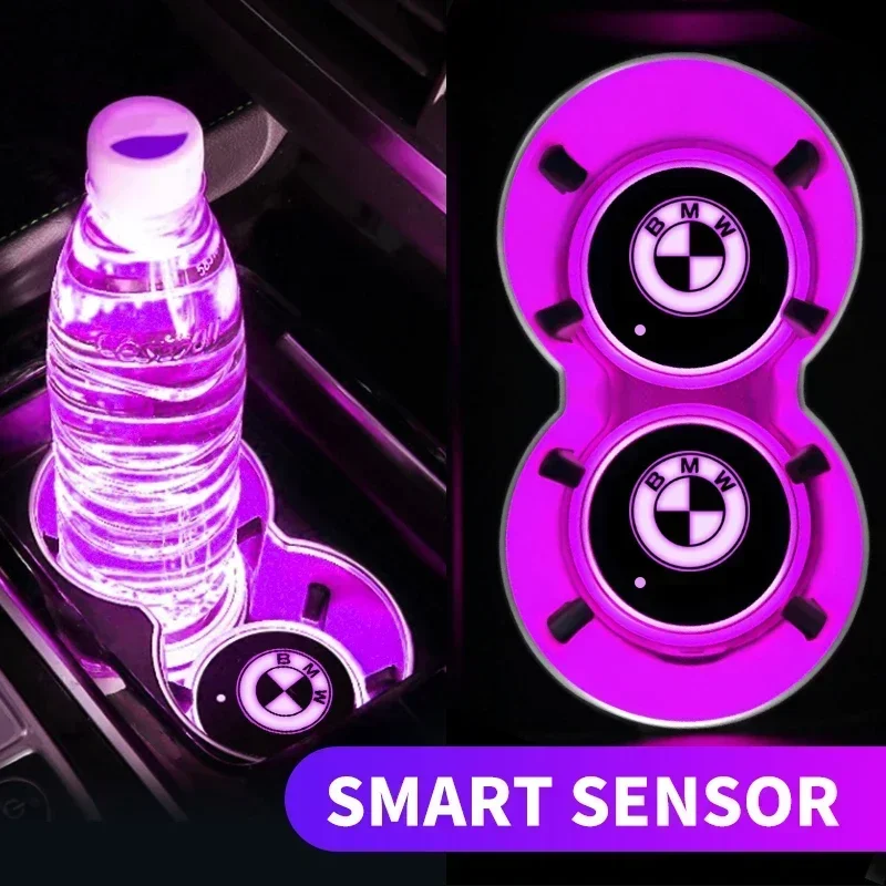 2 шт. автомобильные светящиеся подставки для чашек с водой 7 красочных BMW M Power
