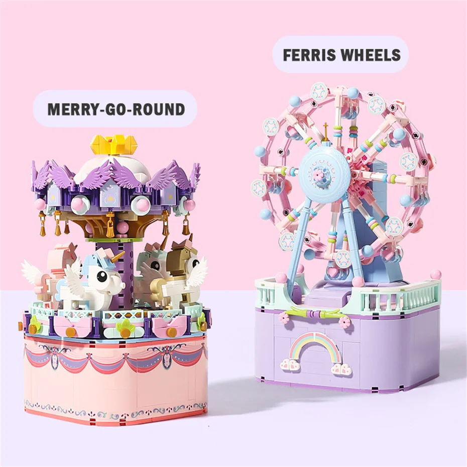 

Игровая площадка MEOA, наборы игрушек, 2 стиля, Веселый круг и колеса обозрения, строительные блоки, детские рождественские подарки