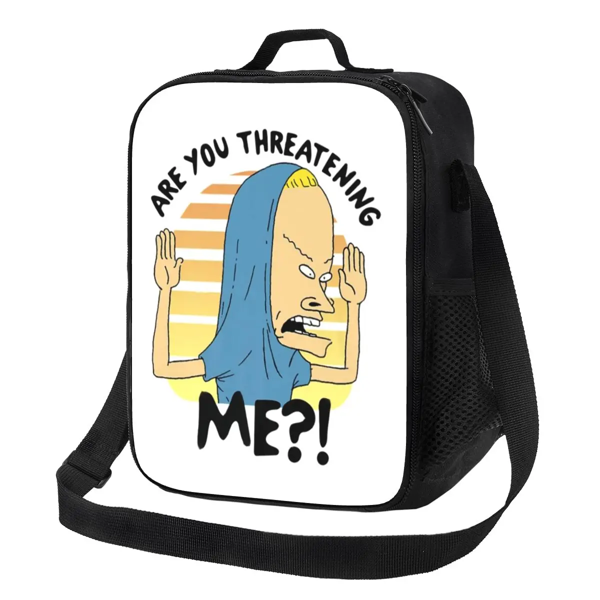 

Beavis And Butthead Lunch Bag with Handle Are You Threatening Me Cartoon Clutch Cooler Bag School Beautiful Meal Thermal Bag