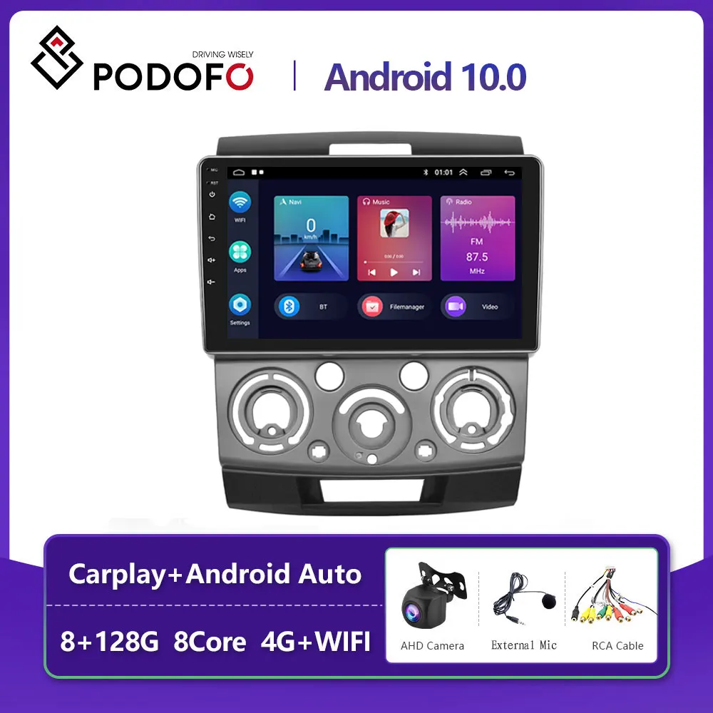 

Автомобильный мультимедийный плеер Podofo, Android, для Mazda BT50 2006-2010, навигация GPS, Авторадио, стерео, 2 Din, Wi-Fi, Carplay, головное устройство