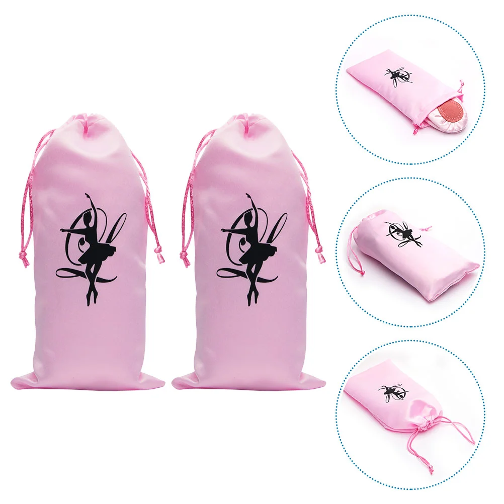 

2 Pcs Bag Organizer Tote Ballet Drawstring Shoes Soft-soled Storage Bags Dance Pouches
