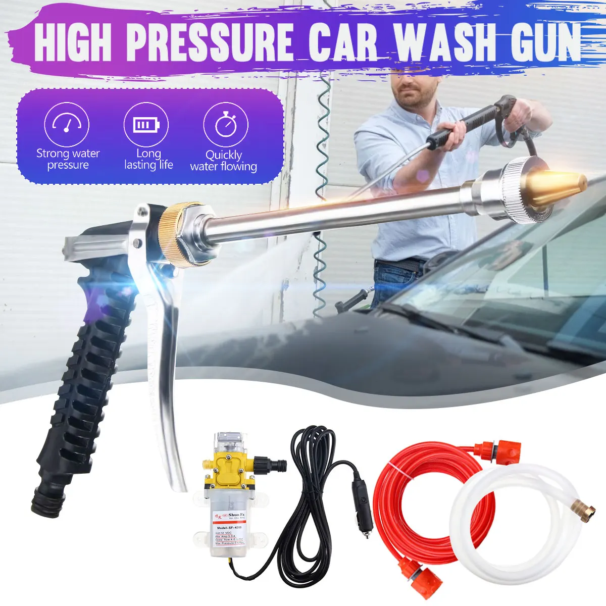 

12V Car Washer Guns Pump 100W Car Sprayer High Pressure Cleaner Electric Cleaning Auto Device Car care Portable Washing Machine