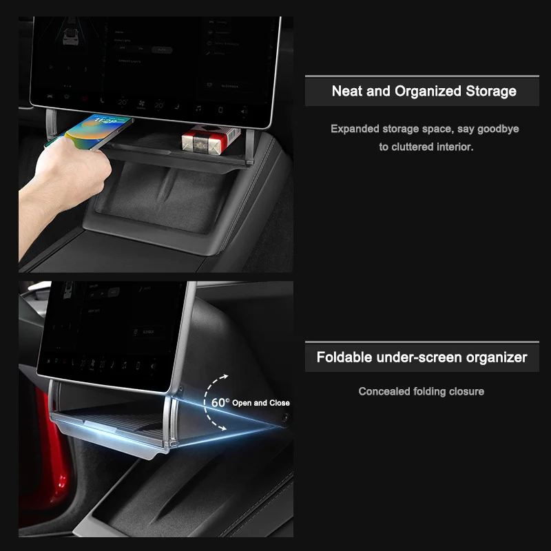 Для Tesla Model 3 Highland 2024 центральный лоток для хранения под экраном открывающийся и