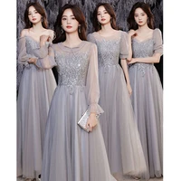 wedding bridesmaid evening dress sister group dress women simple and elegant gray can be worn at ordinary times