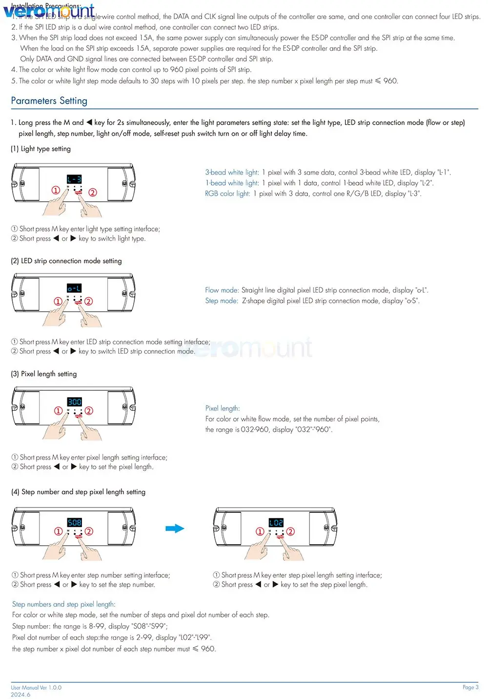 Контроллер лестничного освещения Skydance ES-DP двойной кнопочный SPI-контроллер для