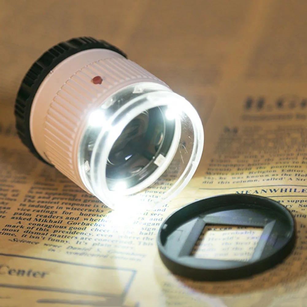 30X Handheld Cylindrical Magnifier LED UV Jewelry Magnify Loupes Portable Reading Newspaper Glass Illumination Loupe |