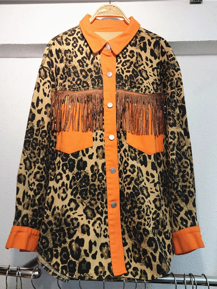 Женская джинсовая рубашка DEAT блузка с длинным рукавом и отложным воротником в