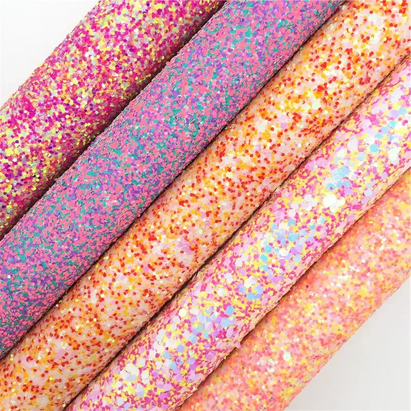 Блестящая кожаная ткань Amonglitter смешанных цветов листы блестящая для рукоделия