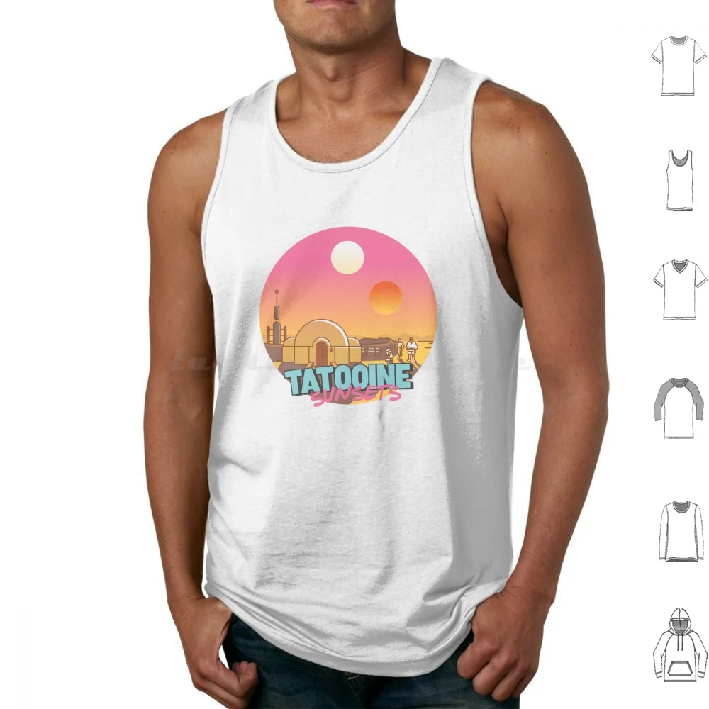 

Tatooine Sunsets Vintage Tank Tops Vest Sleeveless Tatooine Retro Geek Jedi Stars Movies Funny Movie Classic 70S Minimal R2D2