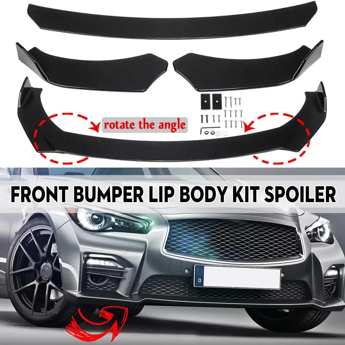 

Universal 3x Car Front Bumper Splitter Lip For BMW For Benz For Audi For VW For Subaru Spoiler Diffuser Guard Cover Body Kit