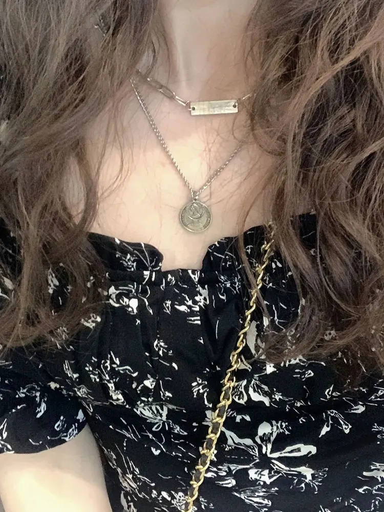 Уникальная шикарная блузка черная рубашка с квадратным воротником и цветочным