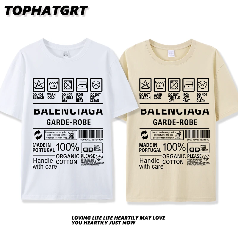 

Creative Label Printed T Shirt for Men 100% Cotton Casual Short Sleeve Unisex Classic T-shirts Women Summer Clothing