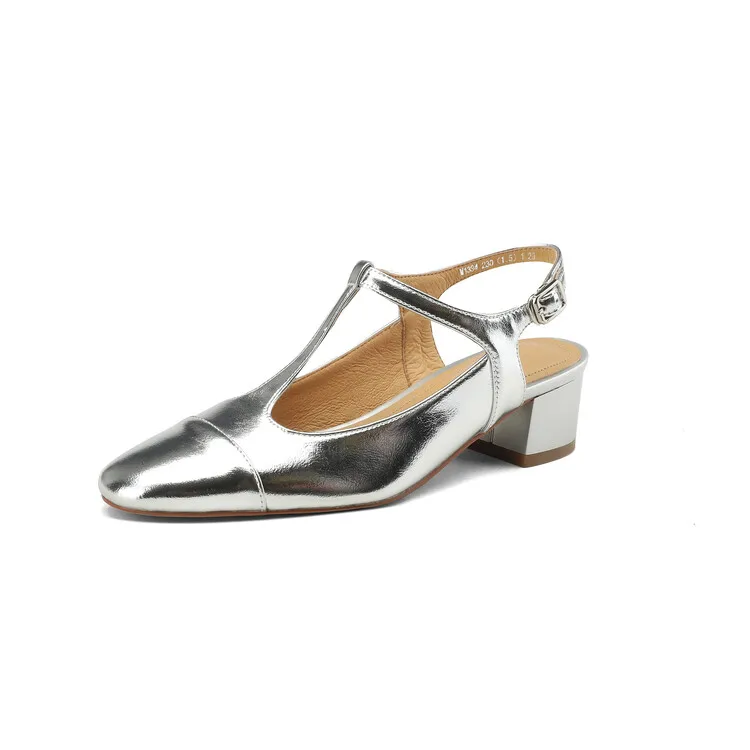 Сандалии женские из натуральной кожи босоножки на толстом каблуке 4 см с пряжкой