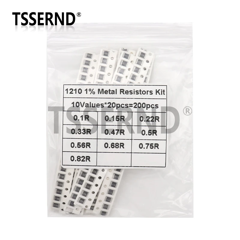 200 шт. 1% 1210 набор резисторов SMD 10 значенийX20 = 0R82 0R75 R68 R560 0R50 R47 R33 R22 R150 R100