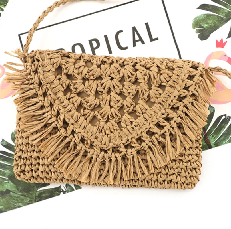 

Summer Straw Bags For Women Handmade Tassel Beach Bags 2022 Raffia Rattan Woven Handbags Vacation Shoulder Crossbody Bags Clutch