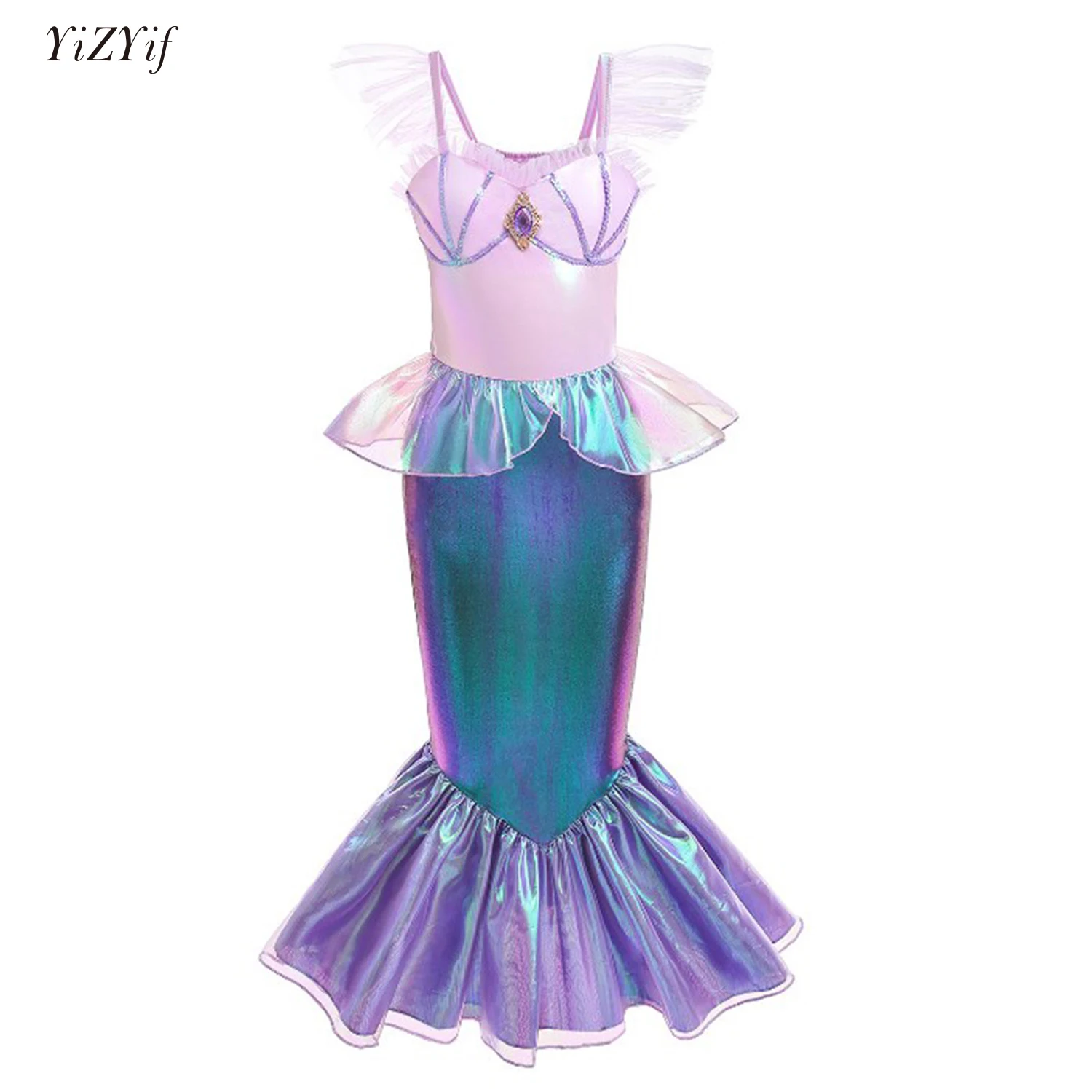 

Kids Girls Halloween Cosplay Costume Toddlers Mermaid Princess Tutu Dress Prom Carnival Theme Party Dress Up Roleplay Clothes