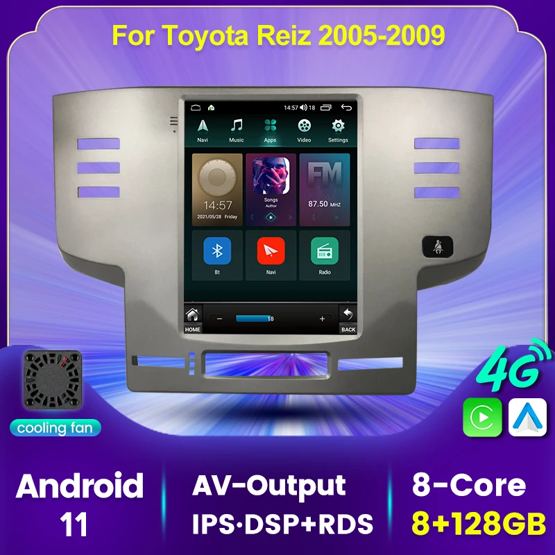 Для Toyota Reiz Mark x 2005-2009 Android 11 8G + 128G Автомобильный GPS плеер автомобильное радио