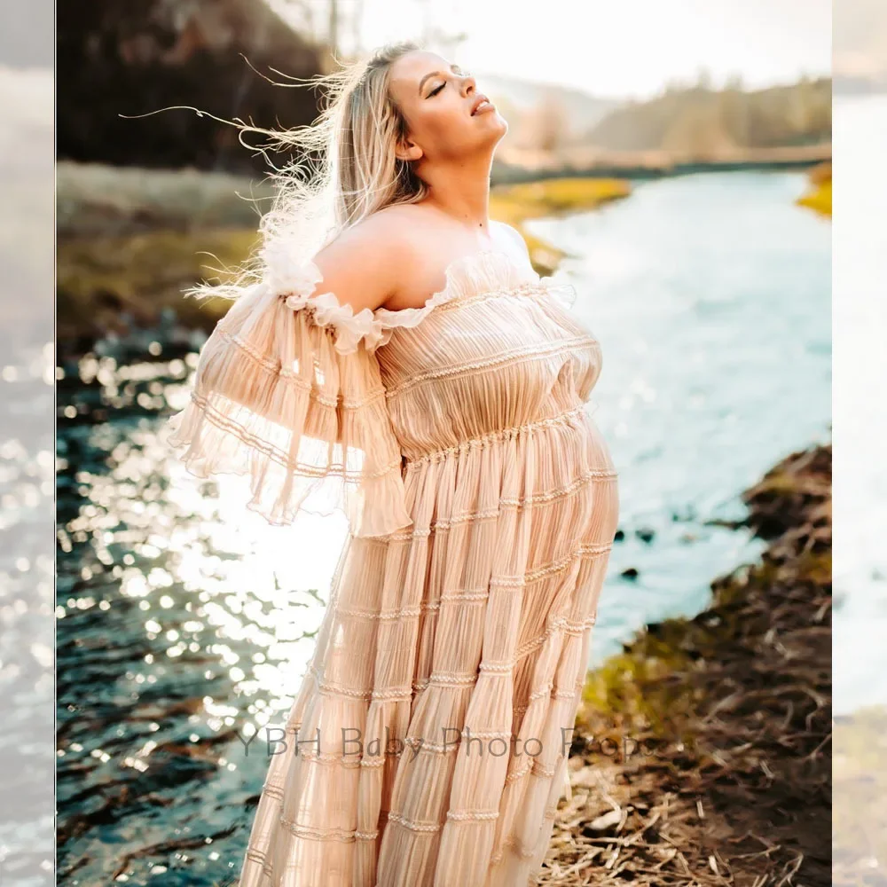 Плиссированные шифоновые платья в стиле бохо для беременных сексуальное платье