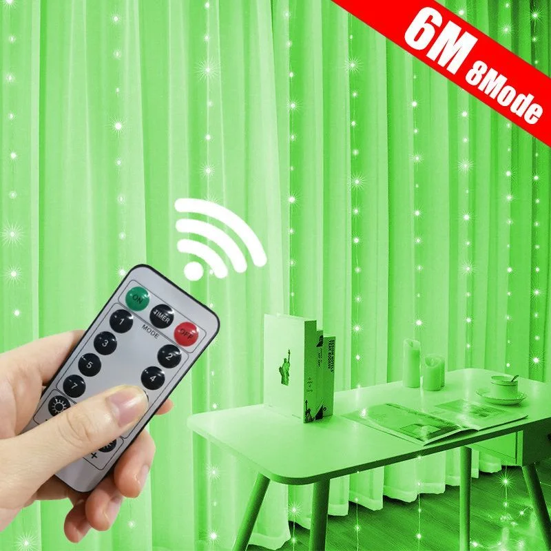 

3/4/6M LED Garland Curtain Lights 8 Modes USB Remote Control Fairy Lights String Wedding Christmas Decor for Home Bedroom Lamp