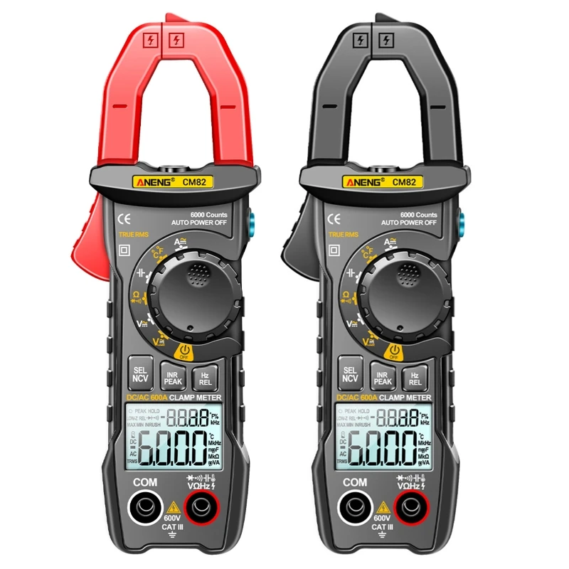 Clamp Meter Auto Ranging Digital Clamp Meter TRMS 6000 Counts Measures AC/for  Voltage AC/for  Current Resistance Ca images - 6