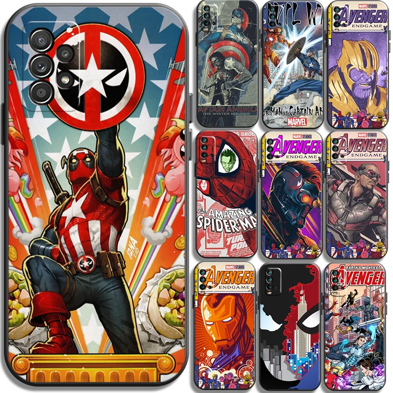 

Marvel Spiderman Phone Cases For Xiaomi Redmi Note 9 Pro 10 10S 10 Pro POCO F3 GT X3 GT M3 Pro X3 NFC Funda Soft TPU Carcasa