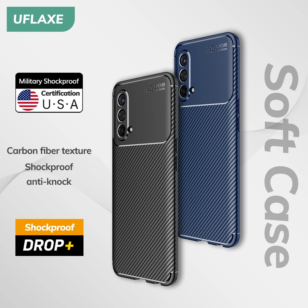 UFLAXE Original Shockproof Soft Silicone Case for OnePlus Nord 2 Nord CE 2 Lite 5G Carbon Fiber Back Cover Casing