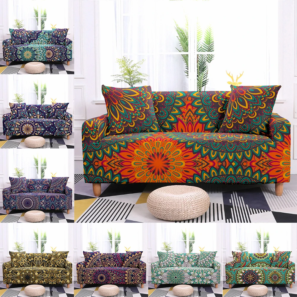 

Mandala Printed Sofa Covers 3D Elastic Stretch Floral Sofa Slipcover Corner Sectional Couch Cover For Living Room 1/2/3/4 Seater