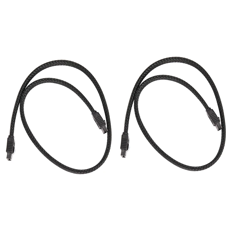 2X 50 см SATA 3,0 III SATA3 7Pin кабель для передачи данных 6 Гб/с SSD Кабели HDD жесткий диск кабель для передачи данных с нейлоновым покрытием Premium (черный)