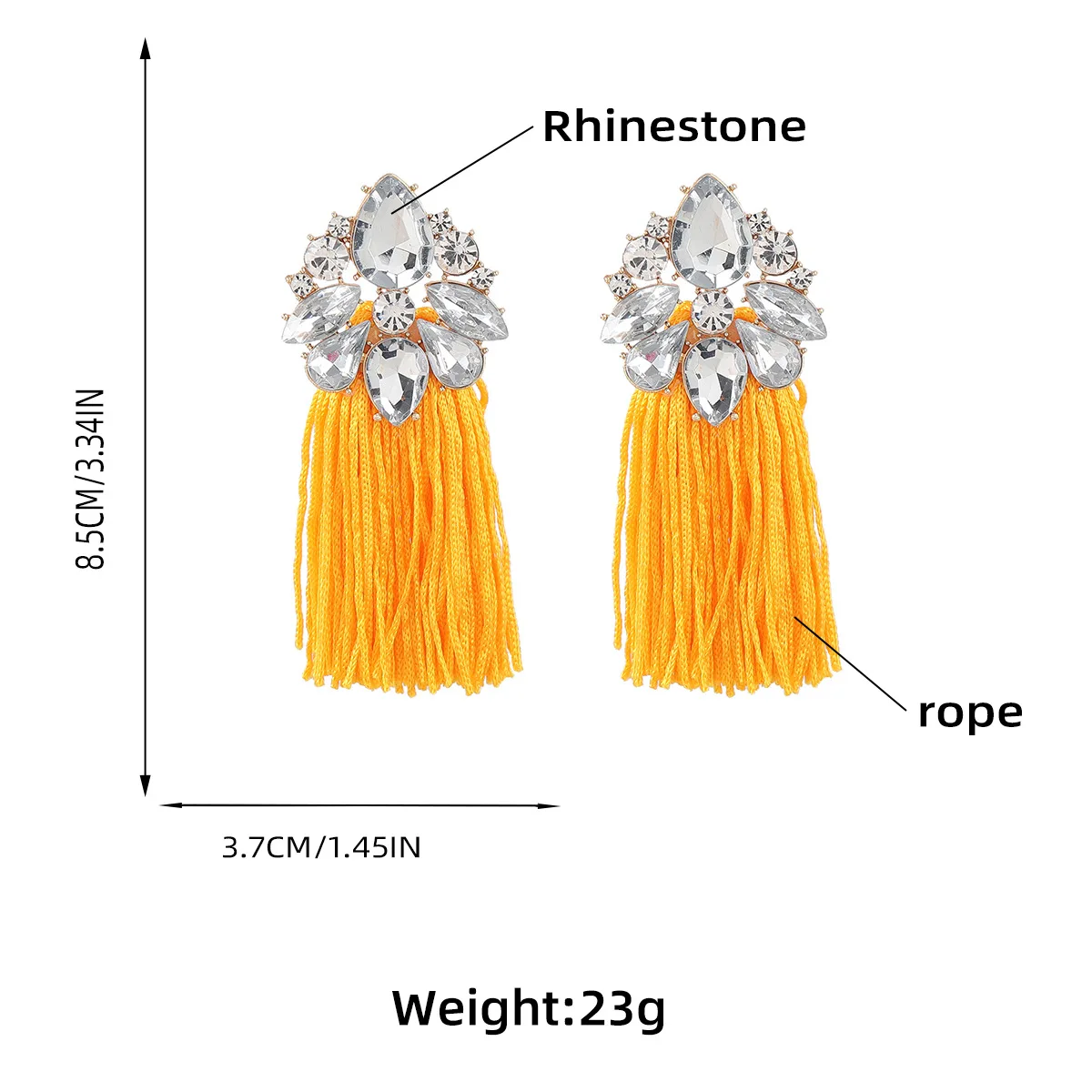 2023 New Bohemian Colorful Crystal Flower Long Cotton Rope Tassel Earrings for Women Statement Fringe Earrings Jewelry Gifts